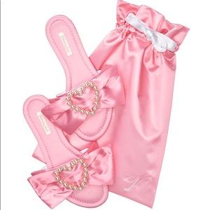 Victoria secret satin bow slide slippers